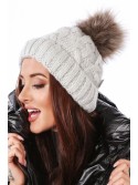 Wintermütze mit schimmerndem Faden in Zöpfen, Creme C49 - Online-Shop - Boutique